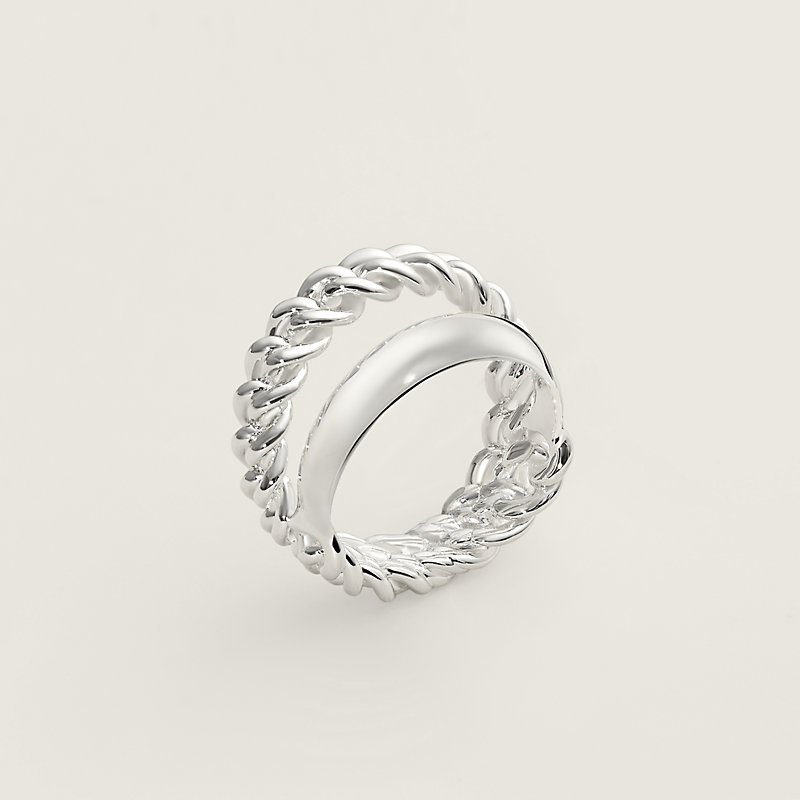 Boucle Sellier Inflexible ring, medium model - Silver | Hermès USA
